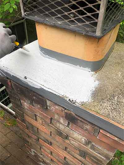 chimney crown being repaired